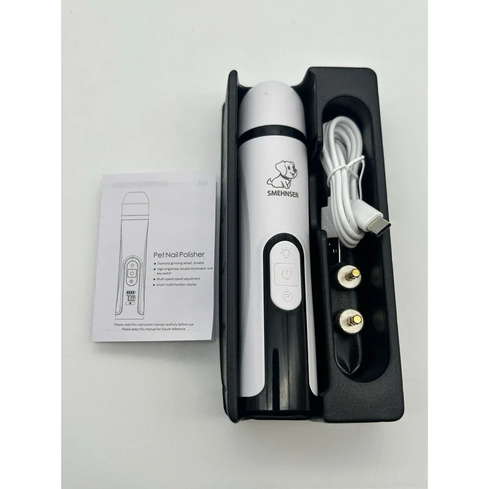 SMEHNSER Pet Nail Grinder Rechargeable Dog Cat Nail Trimmer USB Quiet Grooming